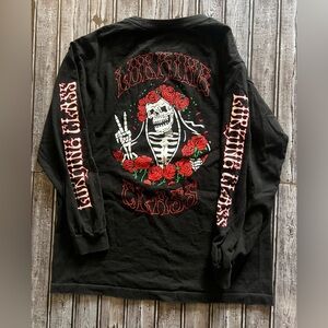 SKETCHY TANK LONG SKEEVE BLACK SHIRT WITH GRAPHIC SIZE LARGE